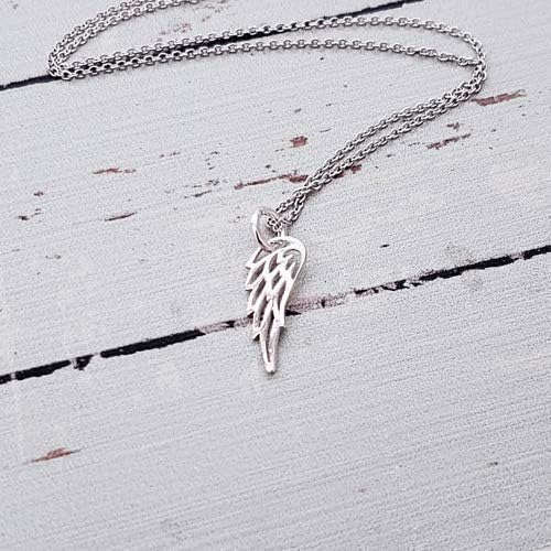 Sterling Silver Tiny Angel Bird Wing Charm Necklace 18" - Image 4