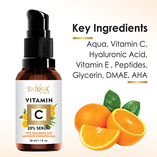 Image of Nature 20% Vitamin C Serum with Hyaluronic Acid, Retinol and Vitamin E For Glowing Facial Skin, Anti Acne, Anti Dark Circle, Lighten Dark Spots and Repairing Damaged Skin-30ML