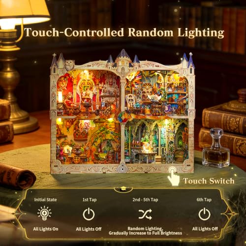 Image of Tonecheer DIY Miniature House Kit, Book Nook Story Frame Kit- Magic College