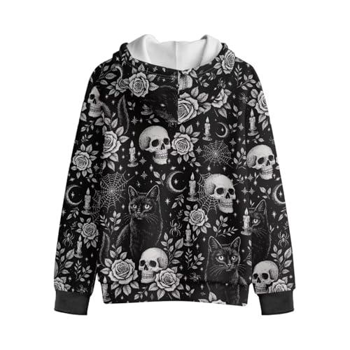 Halloween Sweatshirt Hooded Fleece Hoodie Zip-Up Cardigan Sweatshirts Zipper Jacket for Boys Girls2