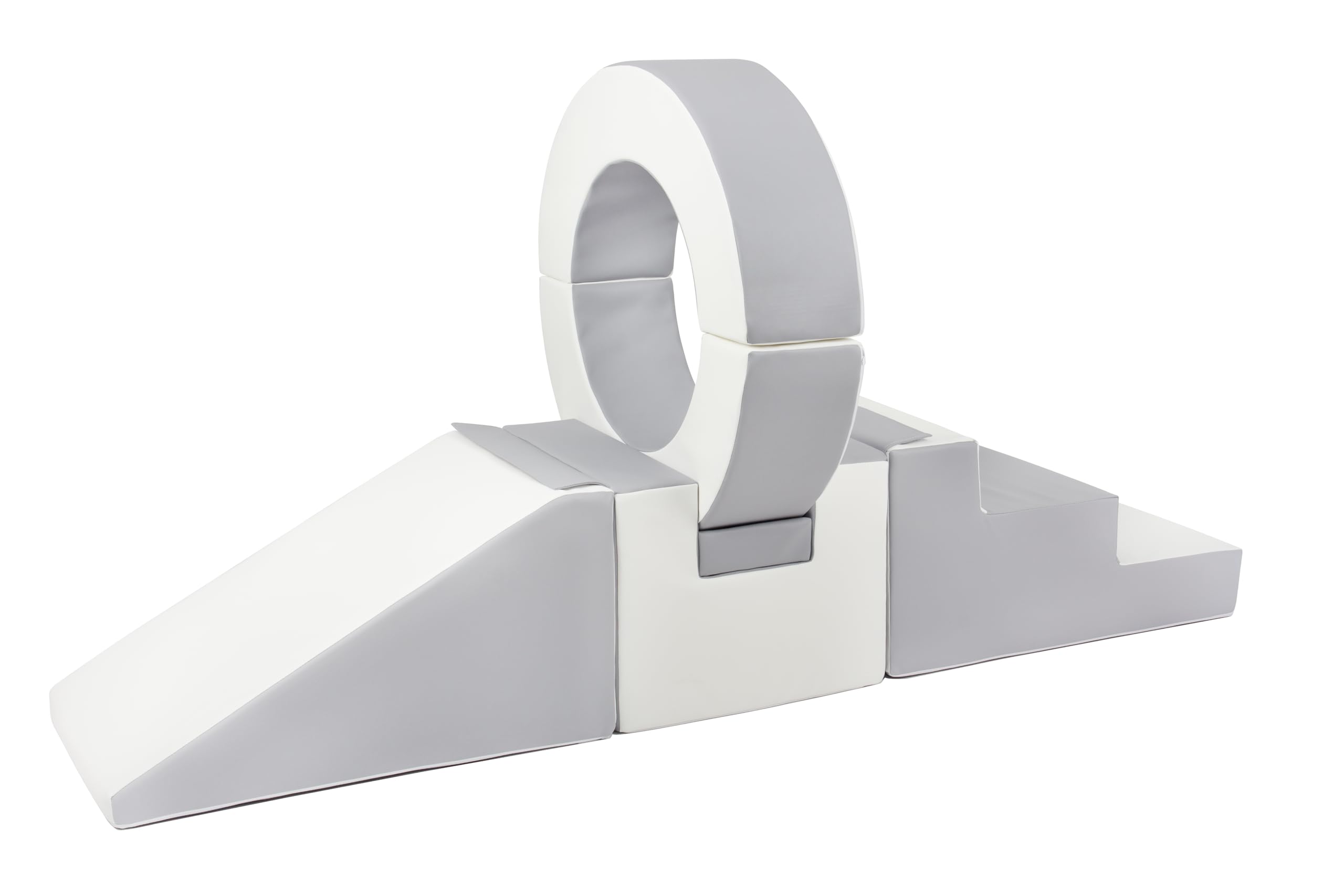 Soft Play Steps Slide Hoop Set - Colour Options - Soft Play Equipment (White/Grey)