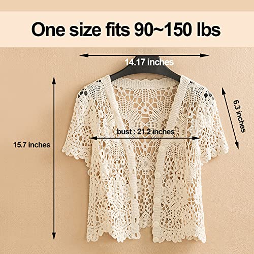 Image of Women's Short Sleeve Bolero Shrugs Crochet Lace Open Cardigan