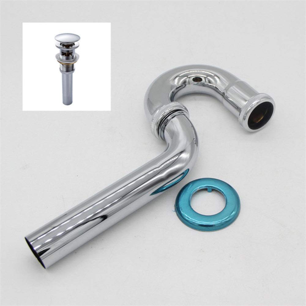 Nouveau Bouteille Siphon Rond Antique/Noir Kit Salle De Bains Vanité Bassin Tuyau Déchets avec Vidange Pop Up, Chrome 2 (Chrome 2)