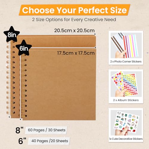 DazSpirit Scrapbook Photo Album, 6-inch Personalized Photo Book, DIY Memory Album With 5 Album Stickers - Image 2