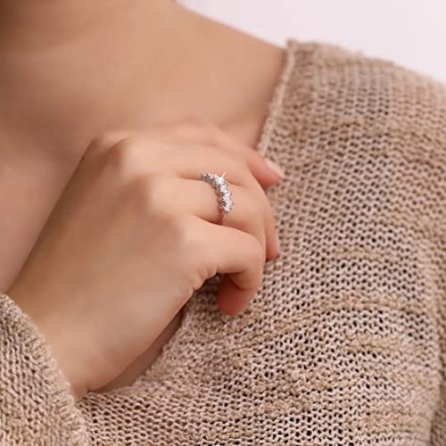 Genuine Solid 925 Sterling Silver Half Eternity Band Ring 5.5 mm set with Tapered Baguette Cut Simulated Diamond Infinite Elements Cubic Zirconia Clear Cz3