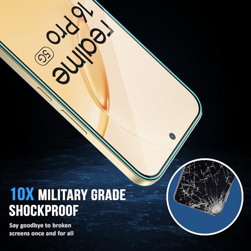 Image of FIRST MART Tempered Glass Screen Protector for Realme 16 Pro - Full-Glue Screen Guard, 3D Edge to Edge, HD Clear, Bubble-Free, Case-Friendly, Black, Pack of 2