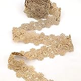 Gold Lace Trim Venice Gold Lace Ribbon Metaillic Embroidery Lace Floral Craft Lace for Sewing, Cake Fringe, Wedding Bridal Dress (4.8 Yards, 3#)
