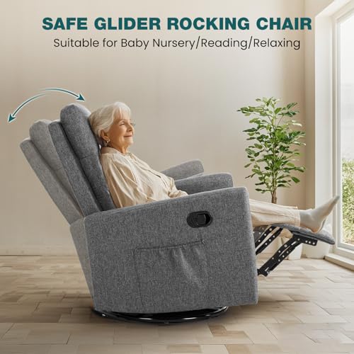 image for SMUG Swivel Rocking Recliner Chair with Extra Large Footrest High Back