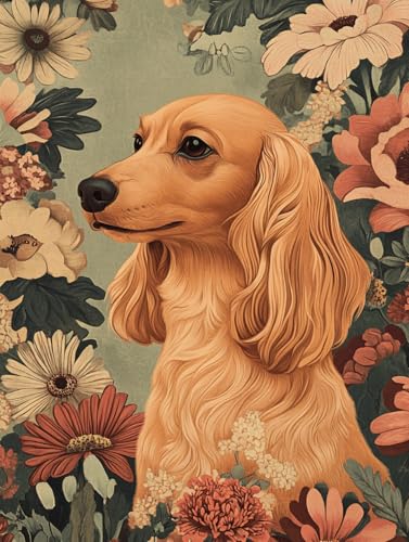 Coffret peinture diamant bricolage DIY chiens fleurs pour offrir un cadeau artisanal unique