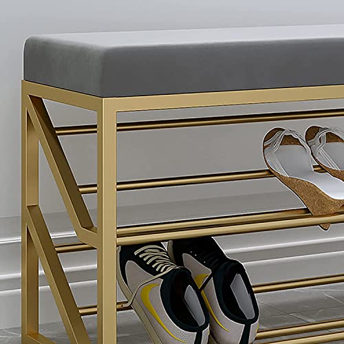 Banc de rangement à chaussures d'entrée à 2 niveaux et étagères en maille - 8