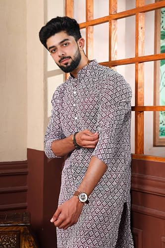 Image of Kurta for Men | Traditional Men's Ethnic Wear | Cotton Blend Kurta for Festive, Wedding & Casual Occasion