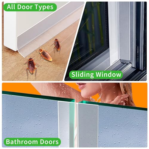 Image of wigtda 2020 New Updated Weather -Stripping Door Bottom Seal Strip - House and Glass Shower Doors Silicone Sealing for Door and Windows Gaps of Anti-Collision and Side, (Transparent) 16.4 Foot