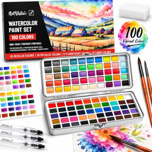 Watercolor Paint Set with 100 Colors for Artists