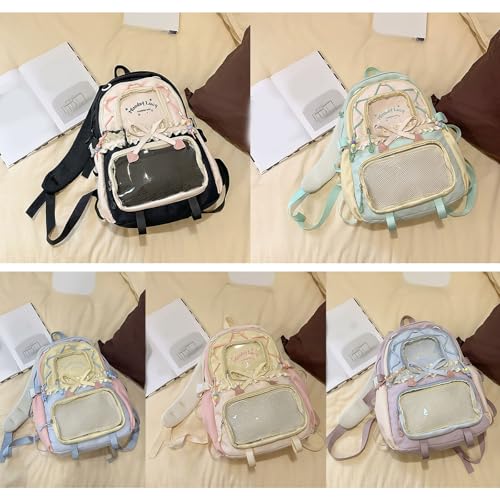Mochila morada de nailon para mujer con amplio espacio de almacenamiento 6