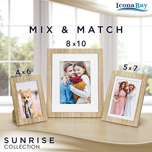 Icona Bay 8X10 Mat To 5X7 Picture Frames (Ash Brown, 5 Pack) Solid One-Piece Wood Composite, Modern Farmhouse Set, Sunrise Collection #TOP5