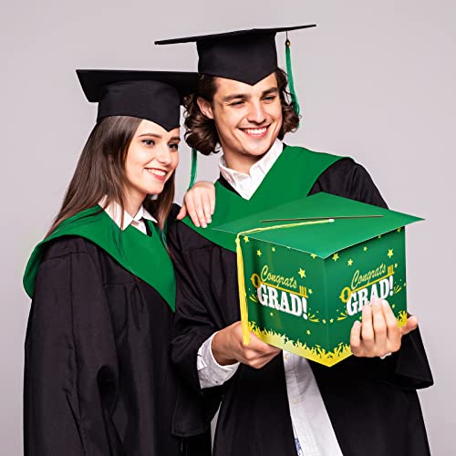 Image of Outus 2026 Grad Card Box with Tassel Congrats Graduation Cap Card Holder for Graduation Gift Box Party Supplies(Green,Stylish)