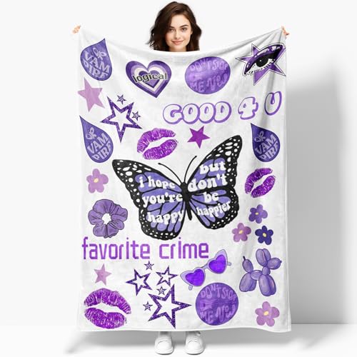 50 x 40 Music Olivia Singer Throw Blanket Gifts for Fans Women Soft Blankets All Seasons Plush Cozy Lightweight Flannel Quilts for Bedroom Sofa Couch Living Room Decoration