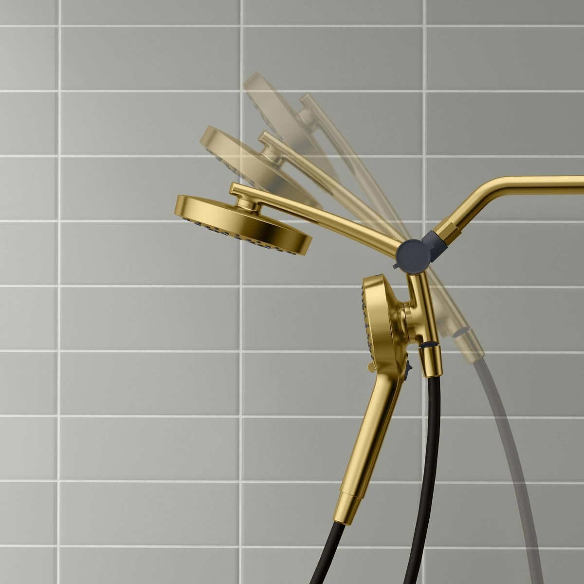 Gold Wall Mounted Multi-Head Shower System with Magnetic Docking