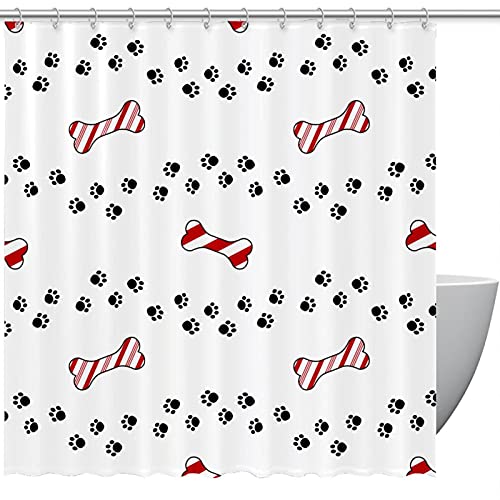 Rideau de douche motifs pattes anti-odeur 183x183 avec 12 crochets - 2