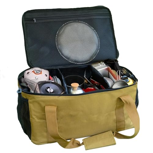 Camping Organizer - Camping Travel Cooking Utensils Organizer | Camping Carry Bags | Outdoor Carrying Picnic Tableware Organizers | Waterproof Large Capacity Cookware Tote Pouch Bag for BBQ Hiking