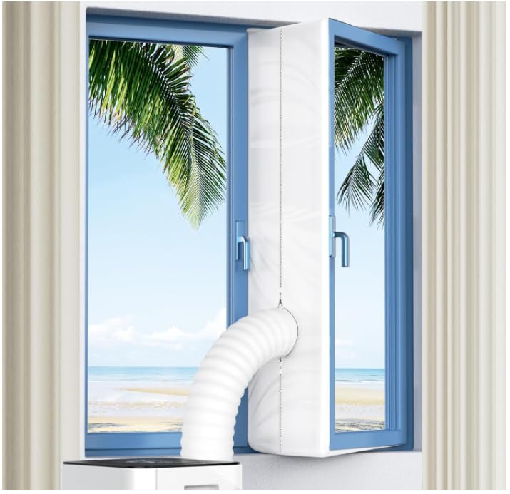 Air Conditioner Window Seal,Anti-Mosquito Waterproof Wind Resistant Universal AC Window Seal Kit with Double Zip and Powerful Adhesive Tap for Portable Air Conditioner and Tumble Drye,300CM/118