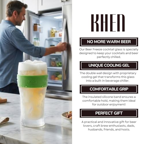 Image of Frozen Pint Beer Glasses - Freezable Mugs Freeze Chiller, Birthday Gifts Him, Men, Dad, Guys, Cooling Cups 12oz Unbreakable Tritan Acrylic, Double Walled Insulated Glass Gift, Iced Coffee Tumbler