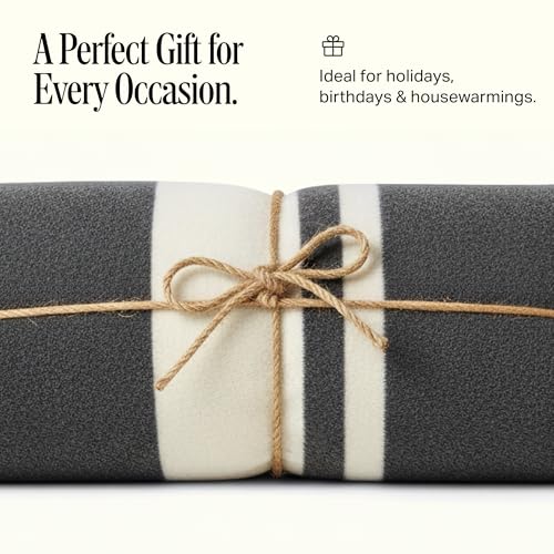 Image of Preston Lane Highrise Soft Cotton Throw Blanket, 50 x 70 in - Slate | Soft Fluffy Blanket for Bed, Couch and Living Room, Home Decor Essentials, Made in Portugal, Boho Home Decor