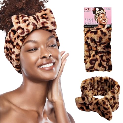 Red by Kiss Bandeau spa fleece léopard pour lavage visage maquillage