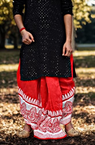 Image of Men's Ready to Wear Pant System Printed MAYUR PUCHHA Dhoti for Marriage, Pooja, Festival etc.(GC010)