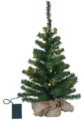 Star 600-55 Lichterkette Glow, 10teilig Christmas Tree in Jute Bag ca. 60 cm x 32 cm, 20 Warm White LED, Timer, Battery Operated, 32x60 cm, Green