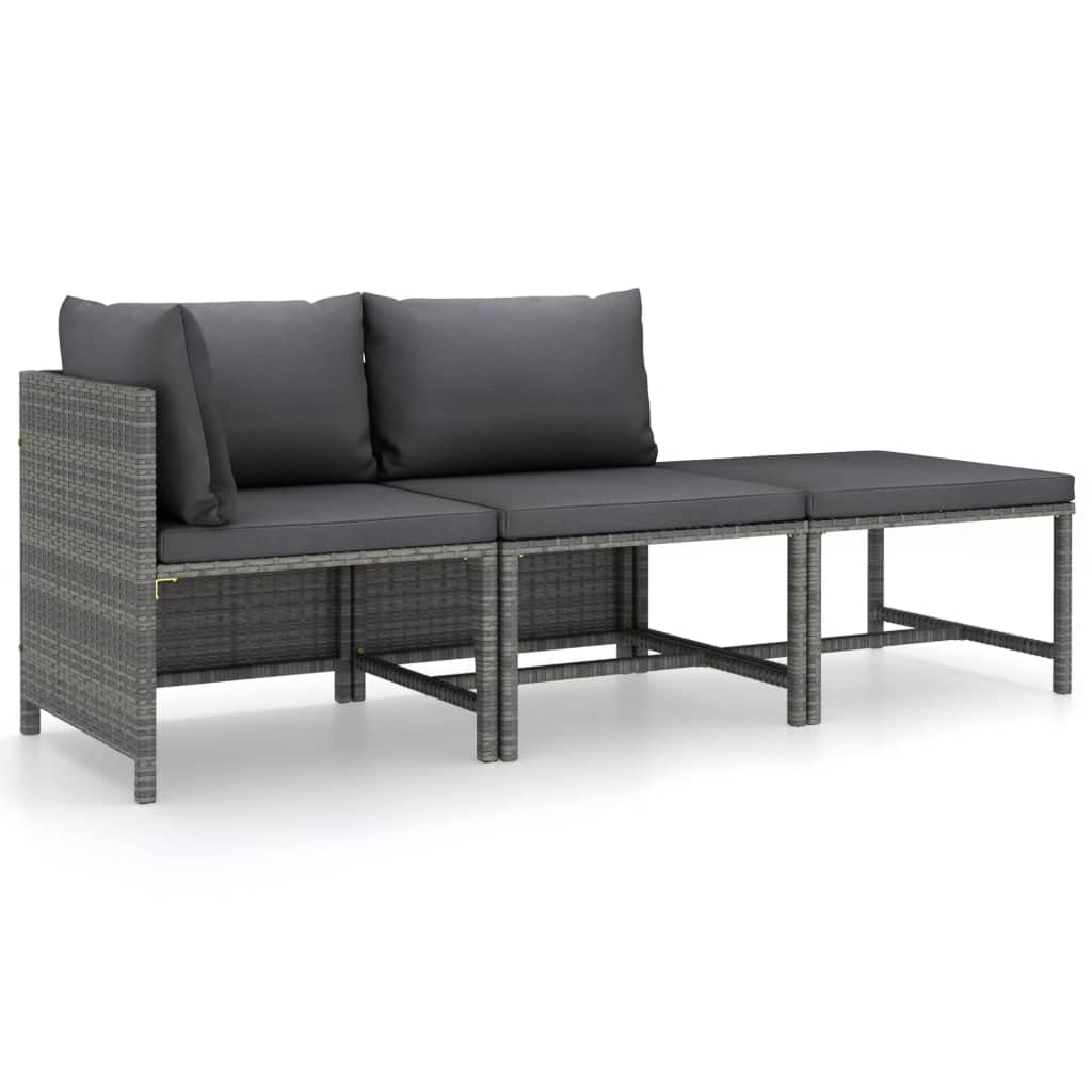 Set di mobili da giardino con cuscino, in polyrattan, grigio, set di mobili da giardino, per giardini, terrazze e balconi