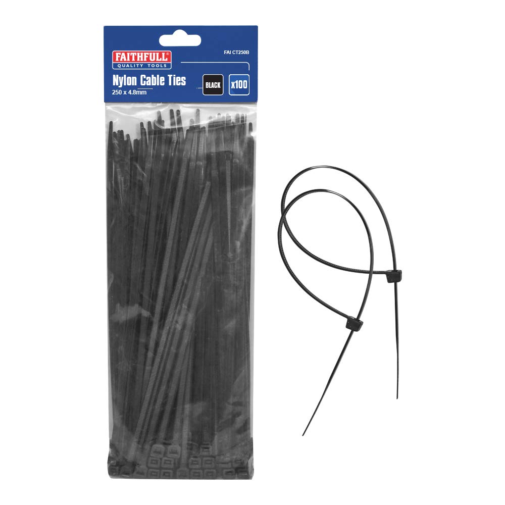 Faithfull Cable Ties Black 4.8 X 250mm (Pack 100) Faict250B from B&Q