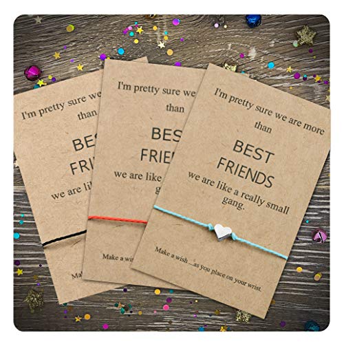 Tarsus Best Friend Gifts BFF Bestfriend 3 Friendship Heart Charm Bracelet Set for Women Sibling Girls, Silver