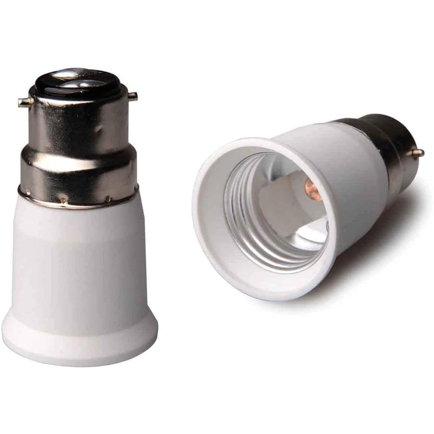 MSAG E14 to B22 Bulb Converter Holder | Lamp Base Adapter Socket for LED, CFL, Halogen Bulbs | Copper Contacts | White | Pack of 2