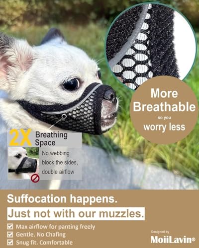 Hundemaulkorb, weiche Netzmaulkörbe für kleine Hunde, Chihuahua Shih Tzu Yorkie Pom, kurze Schnauze Mundschutz zum Bellen Beißen Fellpflege, atmungsaktiv, verstellbarer Welpenmaulkorb (Deep Black, XXS