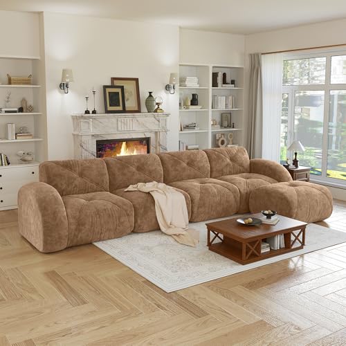 Nicecmft 140" Sectional Modular Cloud Couch, Boneless Couches with Deep
