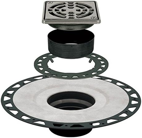 Schluter KERDI-DRAIN - ABS Flange - Drain Kit - 2 Drain Outlet - 4 Square Grate - Tileable Covering Support