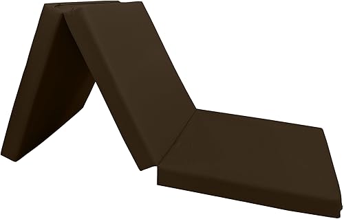 Miniatura 4 de D&D Futon Furniture Camas de espuma triple marrón de 3 x 27 x 75 pulgadas, cama triple plegable, espuma de alta densidad, 1.8 libras