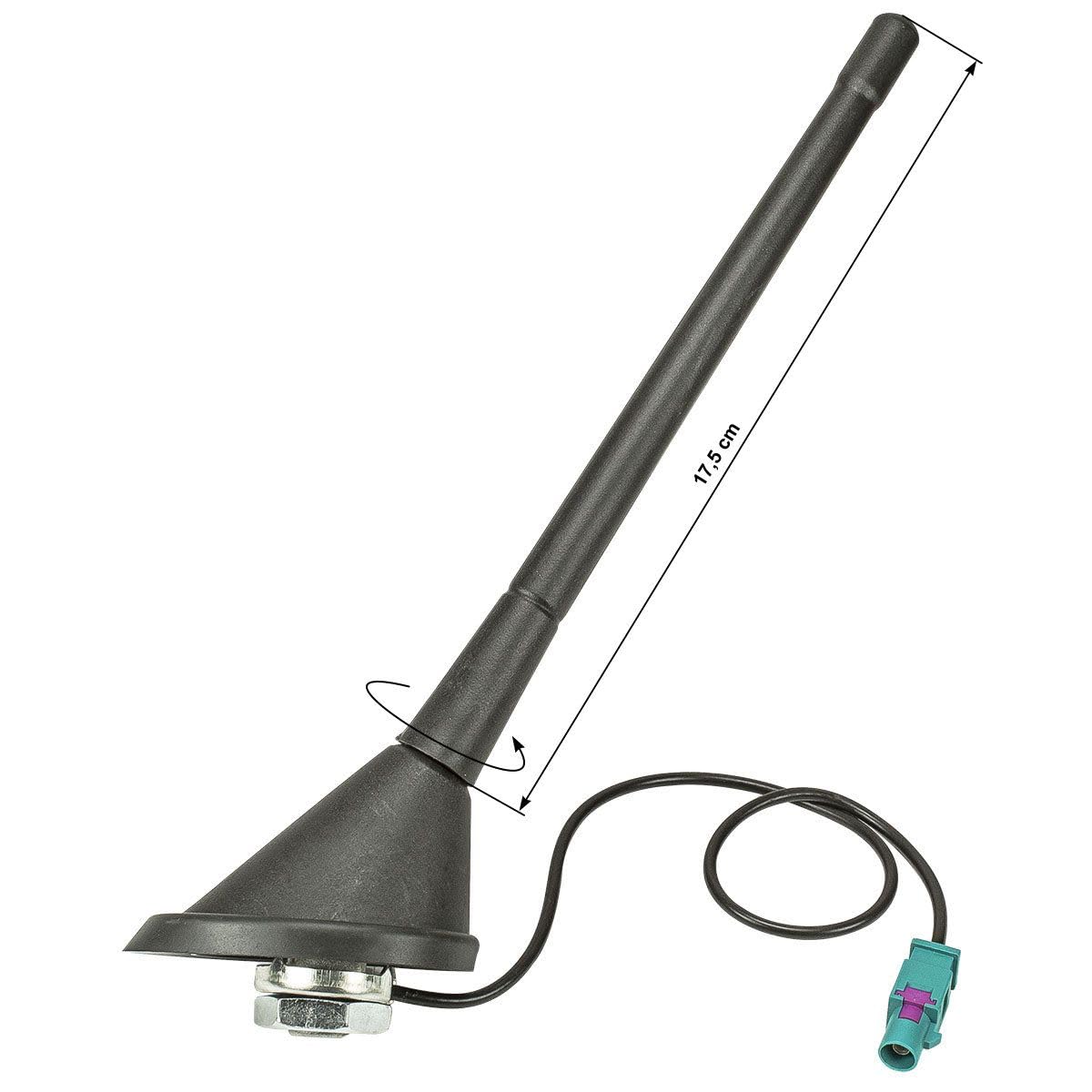 tomzz Audio 1057-002 Fakra Antenne Dachantenne im 16V Design mit Verstärker kompatibel mit Audi Skoda VW 72 Grad Stab 17,5cm