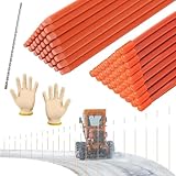 50 Pack 48 Inch Driveway Markers- Fiberglass Snow Plow Markers Snow Stakes Reflective Driveway Markers for Snow Plowing Parking Lots Walkways Easy Visibility at Night (1/4' Dia) Orange(50Pcs)