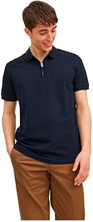 تيشرت بولو منسوج بأكمام قصيرة و سحاب للرجال من جاك اند جونز