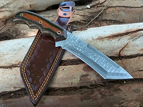 Jnr Traders Custom Handmade Damascus Steel Tanto Knife With Sheath I Hunting Fixed Blade Bushcraft Edc Knives G10 Handle 11" Vk3753 #TOP20