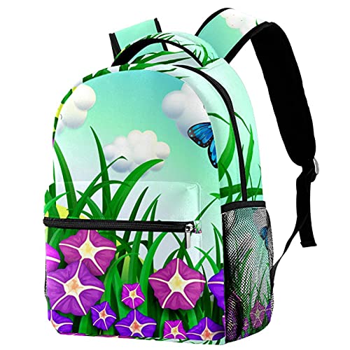 Sac à dos de voyage violet à papillons pour fille et garçon avec poches de rangement