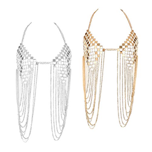 Homyl Sutiã feminino sexy frente única frente única Corrente de corpo Corrente prateada Praia Borla