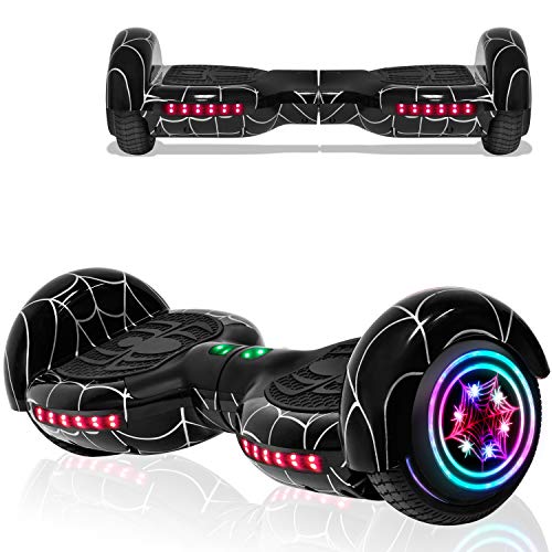 Hoverboard for Kids Adult Spider Self Balancing Hoverboard with LED Lights Wheels Bluetooth Speaker UL 2272 Certified Hover Board (Black)