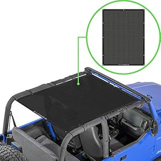 Alien Sunshade Jeep Wrangler YJ (1987-1995) & Jeep Wrangler TJ (1996-2006) - Full Length Mesh Sun Shade for TJ & YJ 2 Door - Blocks UV, Wind, Noise – Jeep Bikini Top Cover for TJ & YJ (Black)
