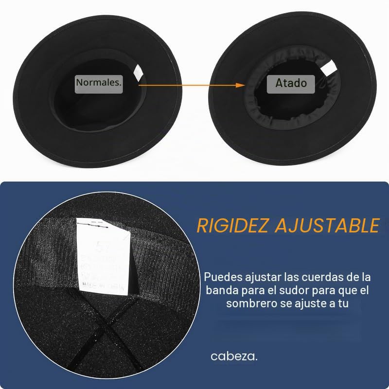 GEMVIE Sombrero Fedora de Fieltro de ala Ancha Hombre Mujer Sombrero Panamá Sombrero de Jazz Copa,Talla única