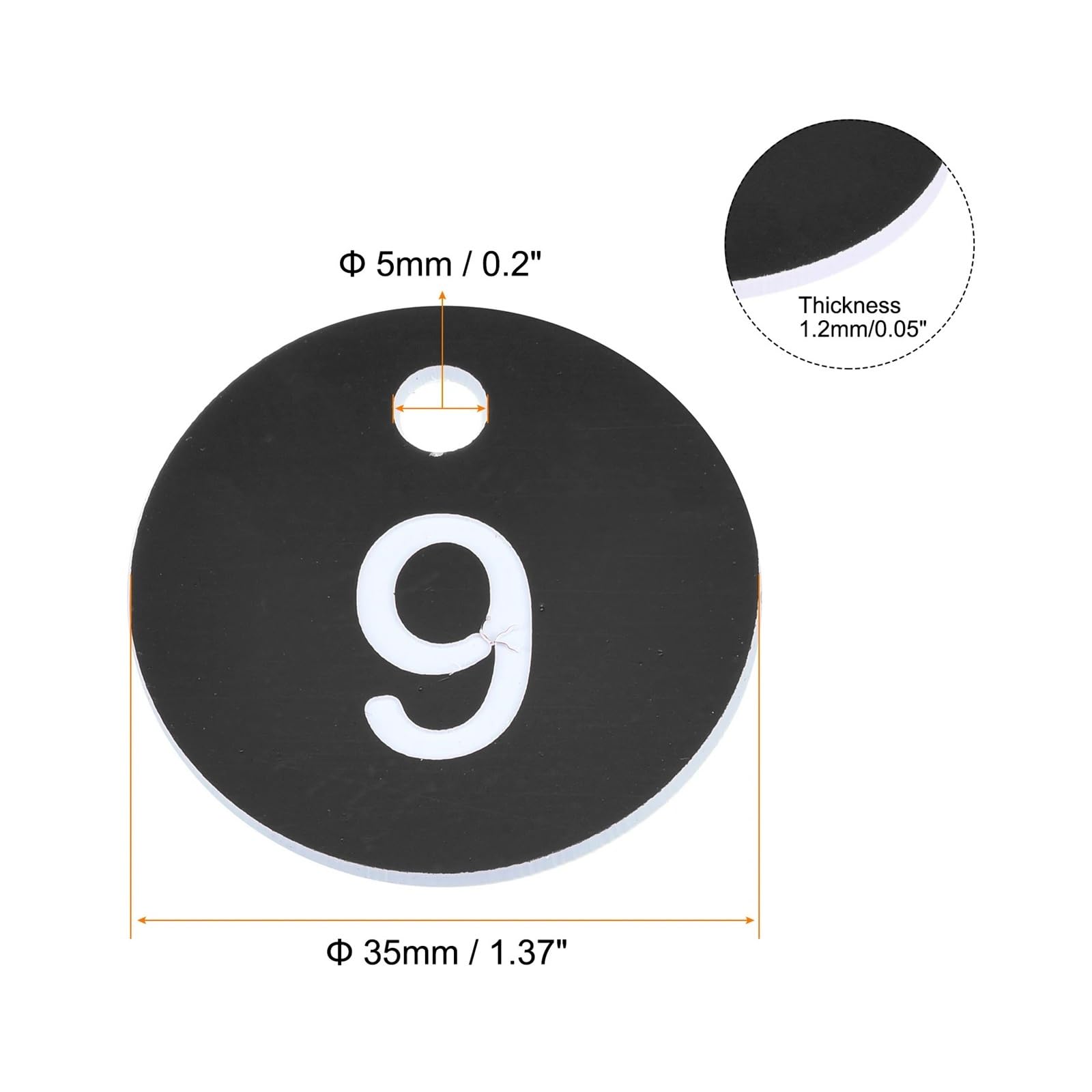 Lot de 100 étiquettes d'identification en plastique de 1 à 100 pour hôtel, bureau, vêtements, vente en direct pour restaurant, café, casier, hôtel