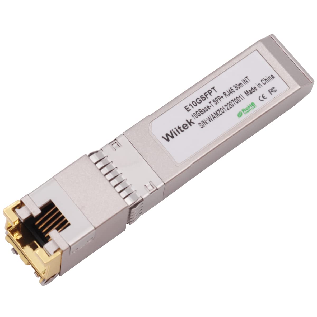 Wiitek 10G SFP+ to RJ45 Copper Modules, 1.25G/2.5G/5G/10GBase-T Ethernet Copper to SFP+ Transceiver Compatible for Intel E10GSFPT(Cat 6a/7 or Better, 30-Meter)