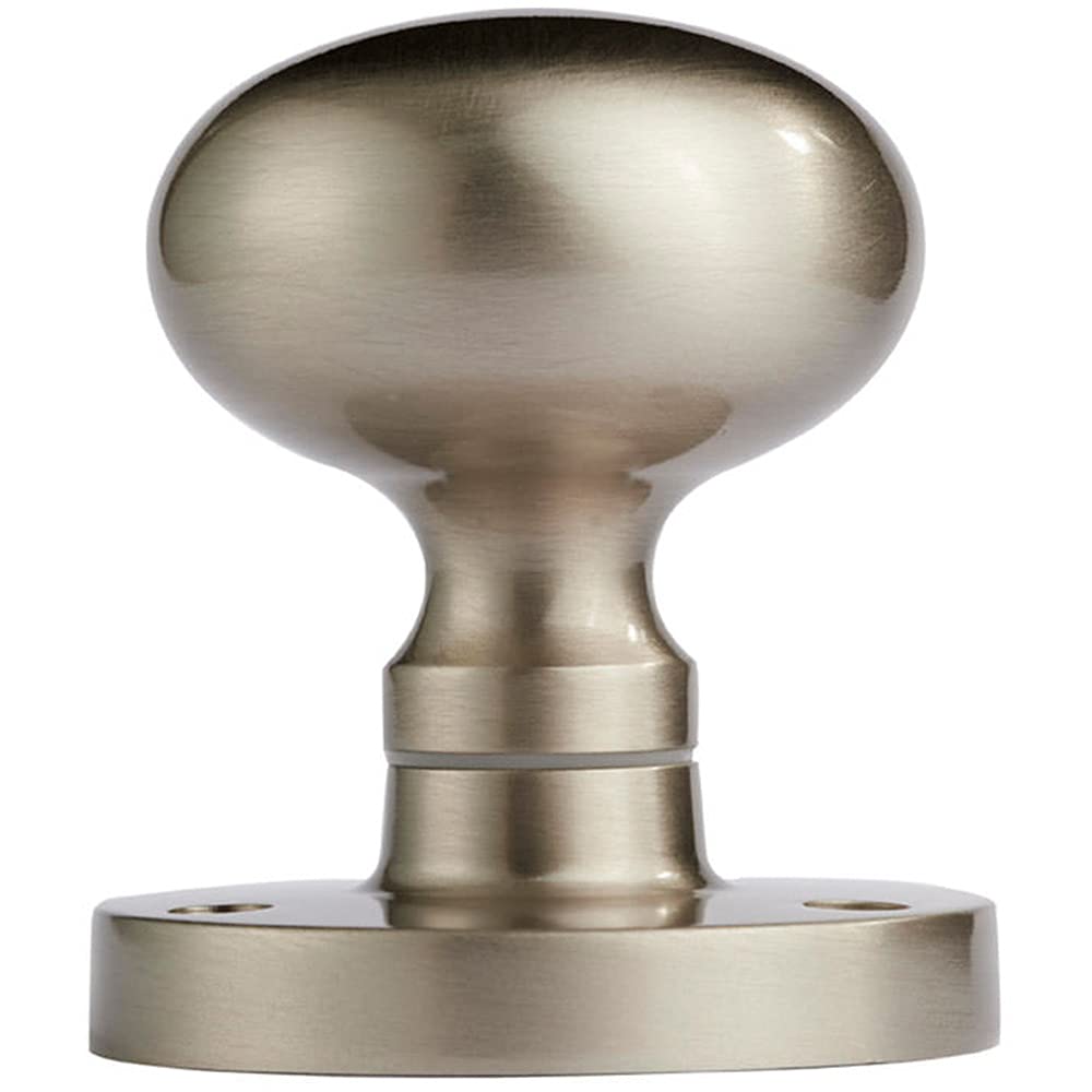 Pair Mushroom Mortice Door Knob Half Sprung 52mm Diameter Satin Nickel from B&Q